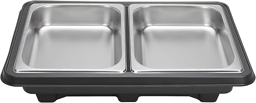 Miniatura 10 de Sterno SpeedHeat - Juego de bufé sin llama, incluye tapa y 2 bandejas para alimentos, color plateado