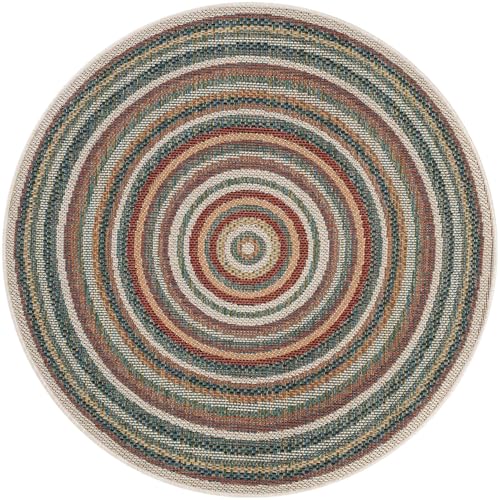 Tapete redondo 4' colección Baja Rugs.com multicolor miniatura 2