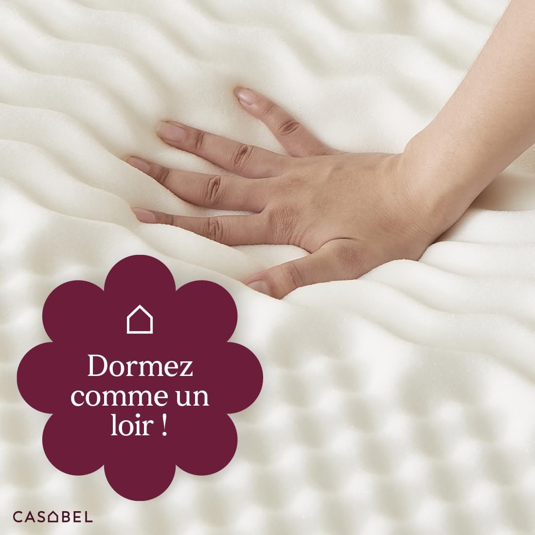 CASABEL Surmatelas 140 x 190 cm Mousse à Memoire de Forme 5 cm Haute Densité, SurMatelas Double, Zones Ergonomiques de Soutien, pour Matelas, Clic Clac, BZ