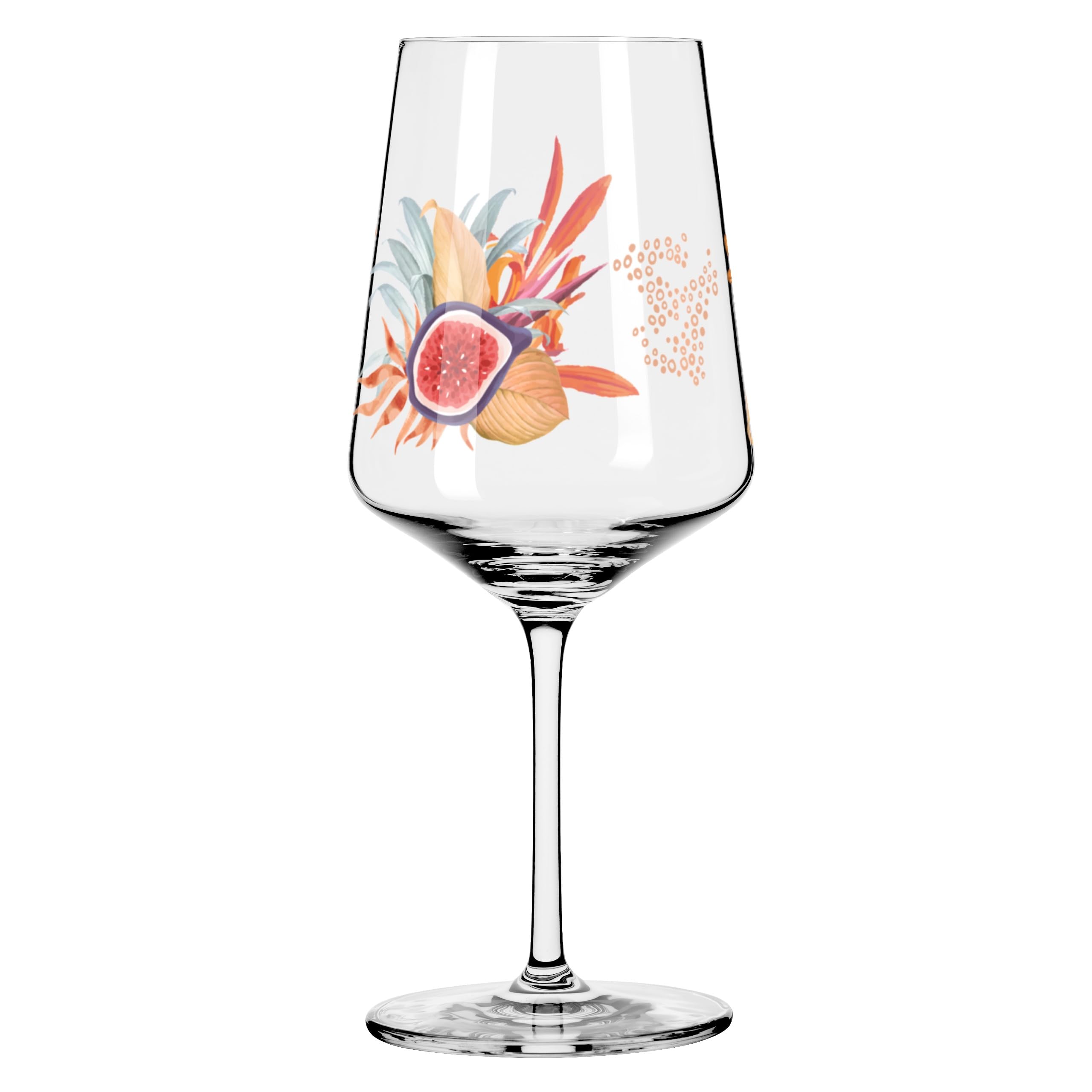 RITZENHOFF 6051004 Szklanki do aperitifu 500 ml - zestaw 4 szt. - seria Sommerrausch - motyw roślin tropikalnych - Made in Germany, pomarańczowy
