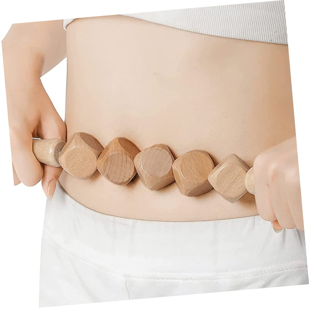 2piezas Masajeador De Madera Natural Para Cuerpo De Rodillos De Masaje Para Relajación y De Fitness Color Marrón