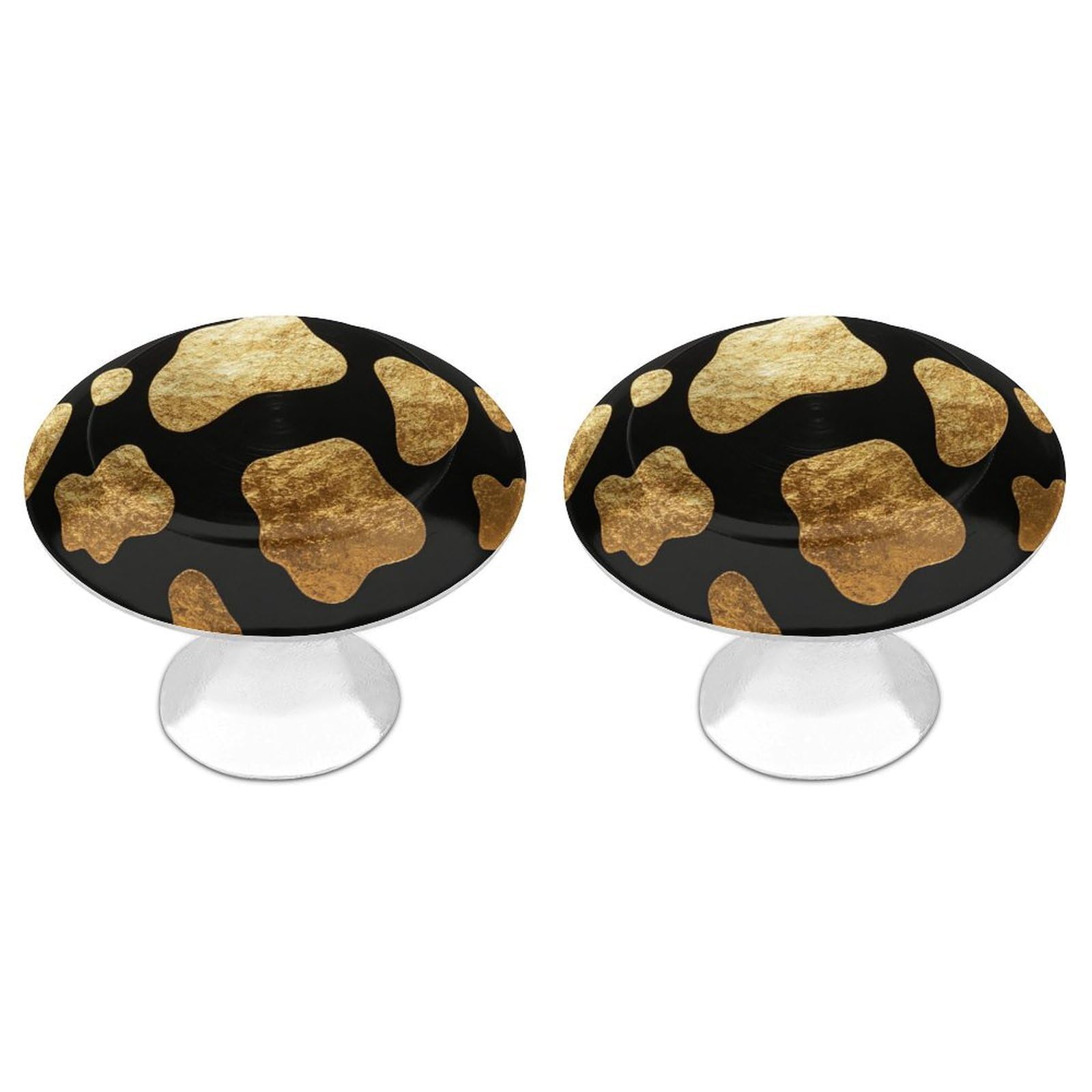 Btcowzrv Style Golden Cow Print 2 Pack Cabinet Knobs Drawer Pulls