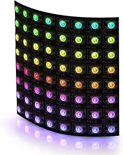 BTF-LIGHTING WS2812B RGB 5050SMD Individually Addressable Digital 8X8 64 Pixels 3.1in x 3.1in LED Matrix Panel Flexible FPCB Full Color Works with SP107E K-100C etc Image Video Display DC5V