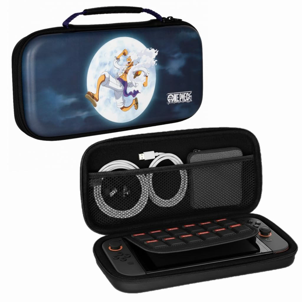 Konix Blau Schutzhülle Und Transport - One Piece Nintendo Switch 2 - Zubehöraufbewahrung - Luffy Gear 5 Muster
