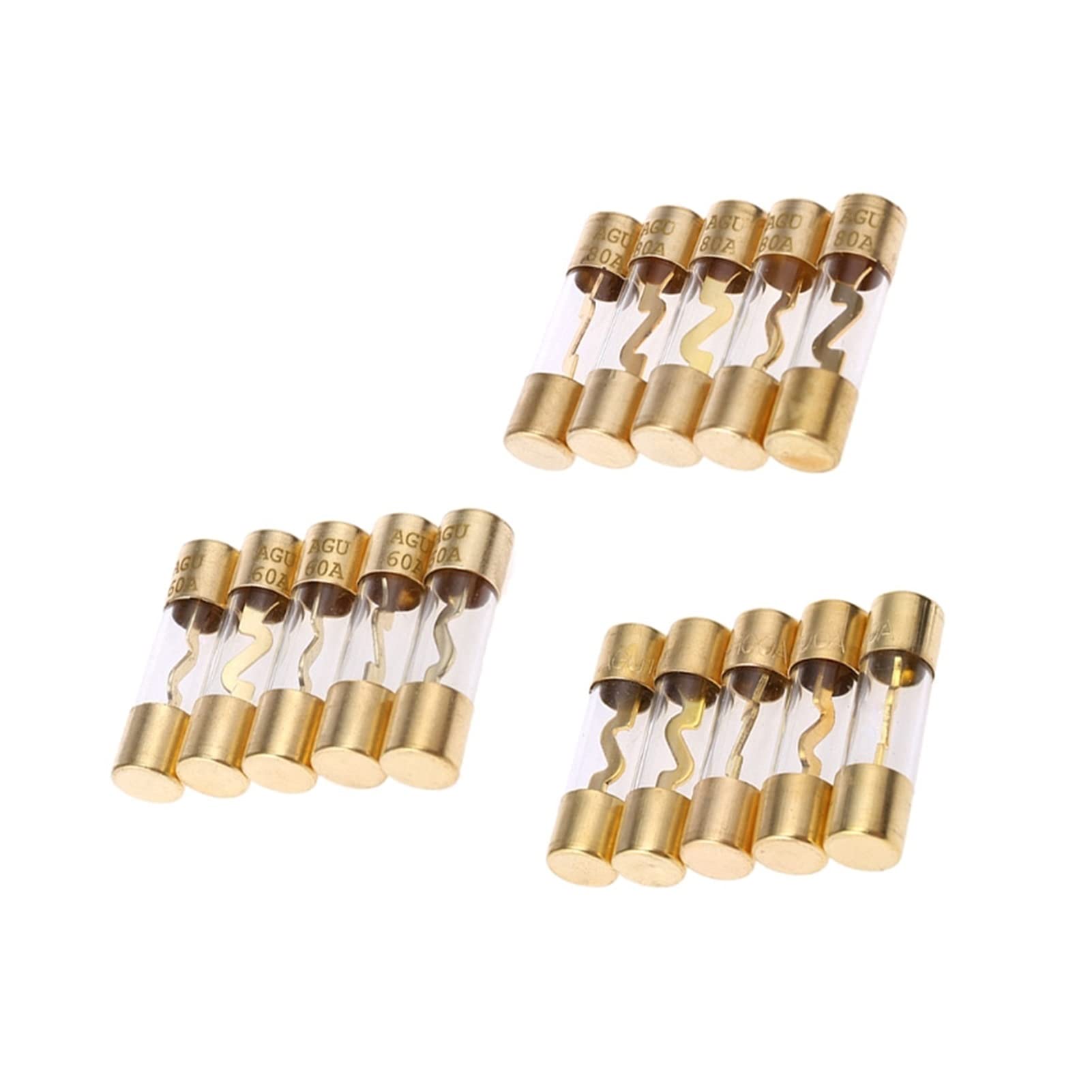 5 szt. pozłacane szkło AGU bezpieczniki pakiet bezpieczników wzmacniacz samochodowy audio wzmacniacz 60/80/100 AMP (kolor: 60 AMP)