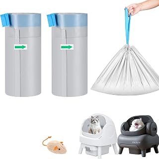 30 Count Automatic Cat Litter Box Liners Bags Compatible with NeakasaM1 Petpivot Autoscooper 11 and Similar Open-Top Self-Cleaning Cat Litter Box, Drawstring Handle Heavy Duty Leak-proof, 27 * 13in