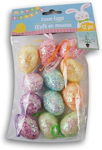 Greenbrier Easter Egg Ornaments w Loops Multi-Color Glitter Mini-Eggs Foam
