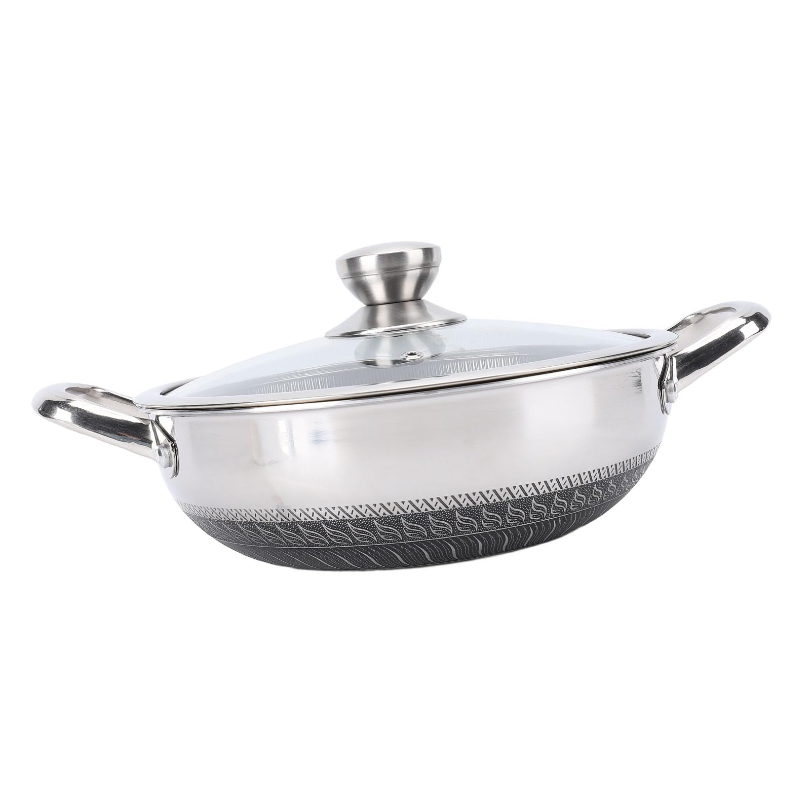 Jeffergarden Poêle à Frire en Acier Inoxydable 316, Poêle Antiadhésive avec Couvercle, à Fond Plat, Poignées Latérales, Répartition Uniforme de la Chaleur pour la Maison, la Cuisine, le Magasin, le