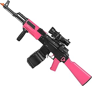 Electric Gel Ball Blaster, 2 Modes Automatic Splatter Ball Blaster with Drum Mag, 50000 Water Beads for Outdoor Yard Activities Shooting Game for Adult, Boys Girls Ages 12+, Pink,100FT 200FPS