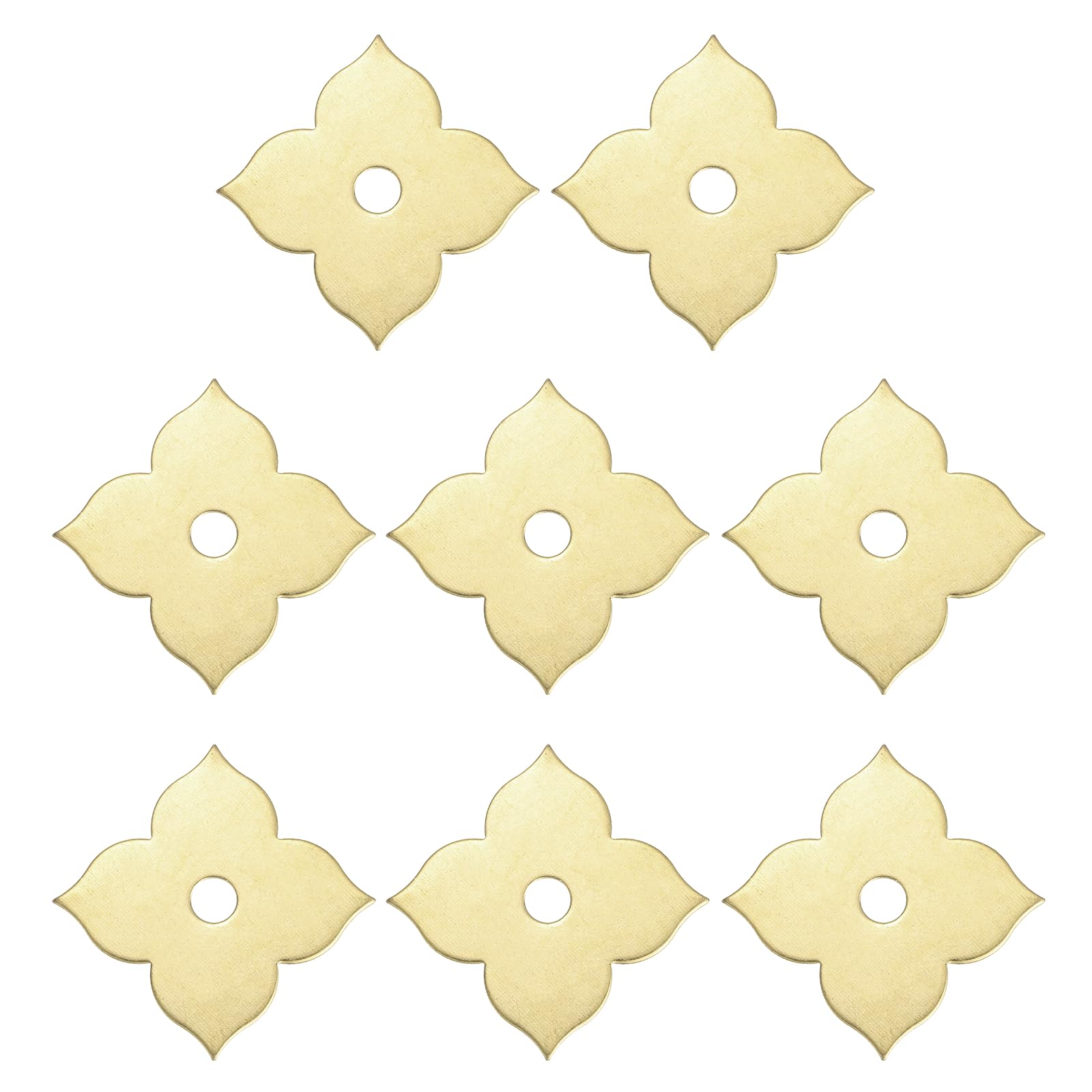 sourcing map 8Pcs Cabinet Knob Backplate, 1.69 Inch Lucky-Clover Shape Brass Backplate Washers Classical Furniture Decoration Gasket for Cabinet Drawer Cupboard Doors Hardware(Brass)