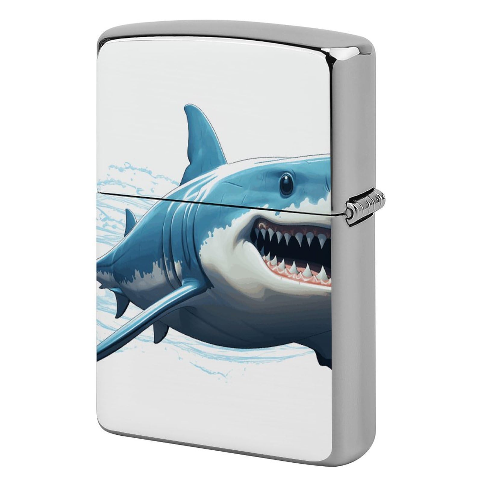 Blue Shark Lighter Case for Men, Personalized Lighter Cover for Valentine's Day Gifts, Flip-Top Lighters Shell for Outdoor, Portable Lighters Protective Sleeve