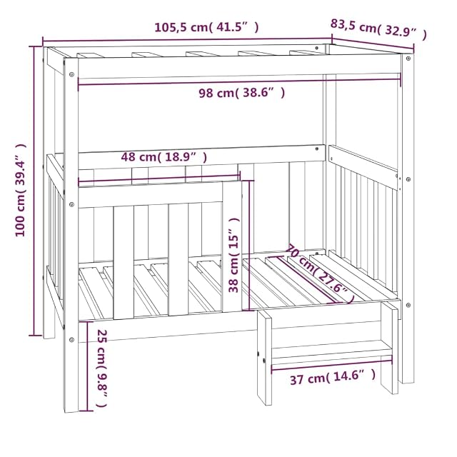 Foto 3 de 7 de vidaXL Cama para Perros Madera Maciza de Pino Blanco 105,5x83,5x100 cm