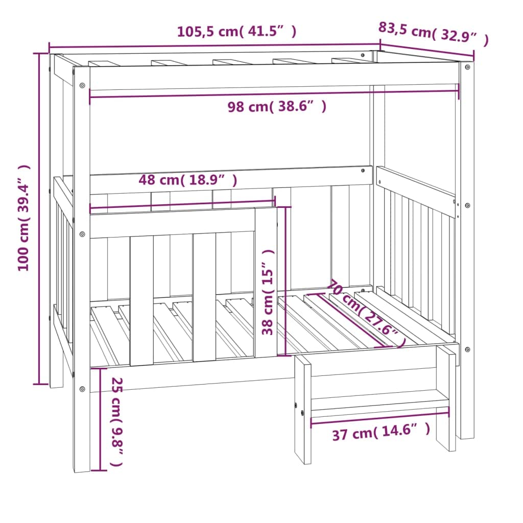 Mangloder - Cuccia per cani in legno di pino massiccio, 105,5 x 83,5 x 100 cm, cuscino per animali domestici, tappetino per dormire, morbido e antiscivolo, per interni ed esterni