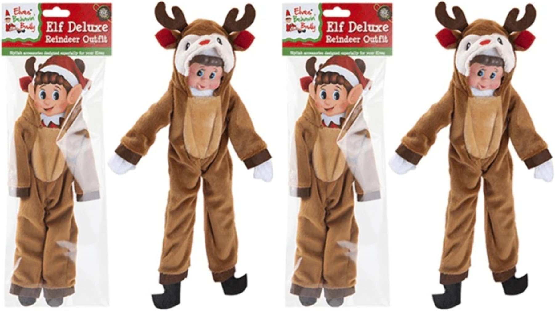 Elf Reindeer with Antlers Outfit | Pack of 1 | Brown |‎ 12 cm x 45 cm x 35 cm