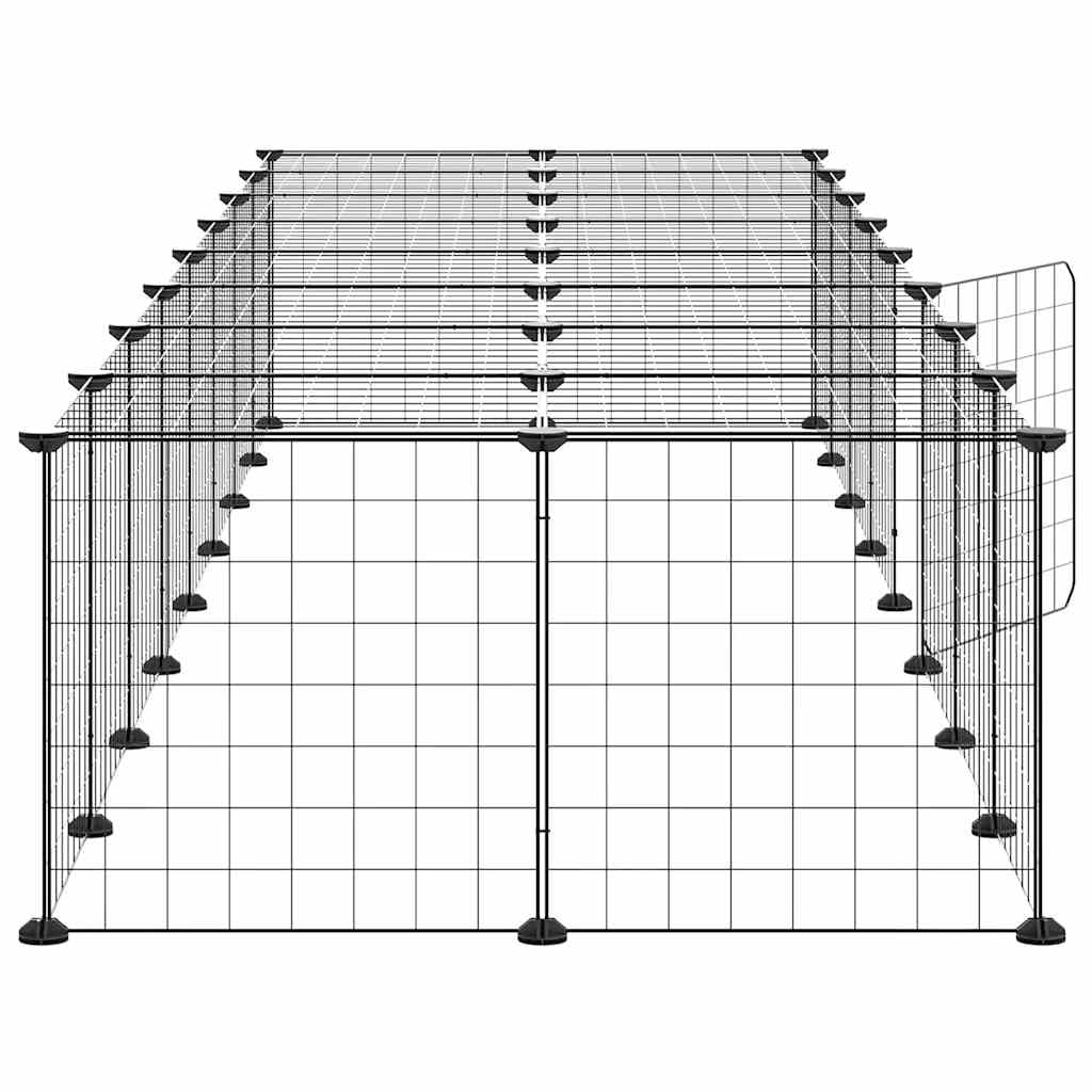 Mangloder Gabbia per animali domestici, 36 pezzi, con porta, nera, 35 x 35 cm, in acciaio verniciato a polvere, per gabbia, recinto, recinto, voliera, uso interno ed esterno