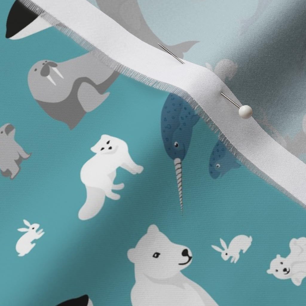 Spoonflower Fabric - Animals Polar Bear Family Arctic Gray Wild Printed on Organic Cotton Sateen Fabric by The Yard - Sewing Quilting Apparel Home Decor