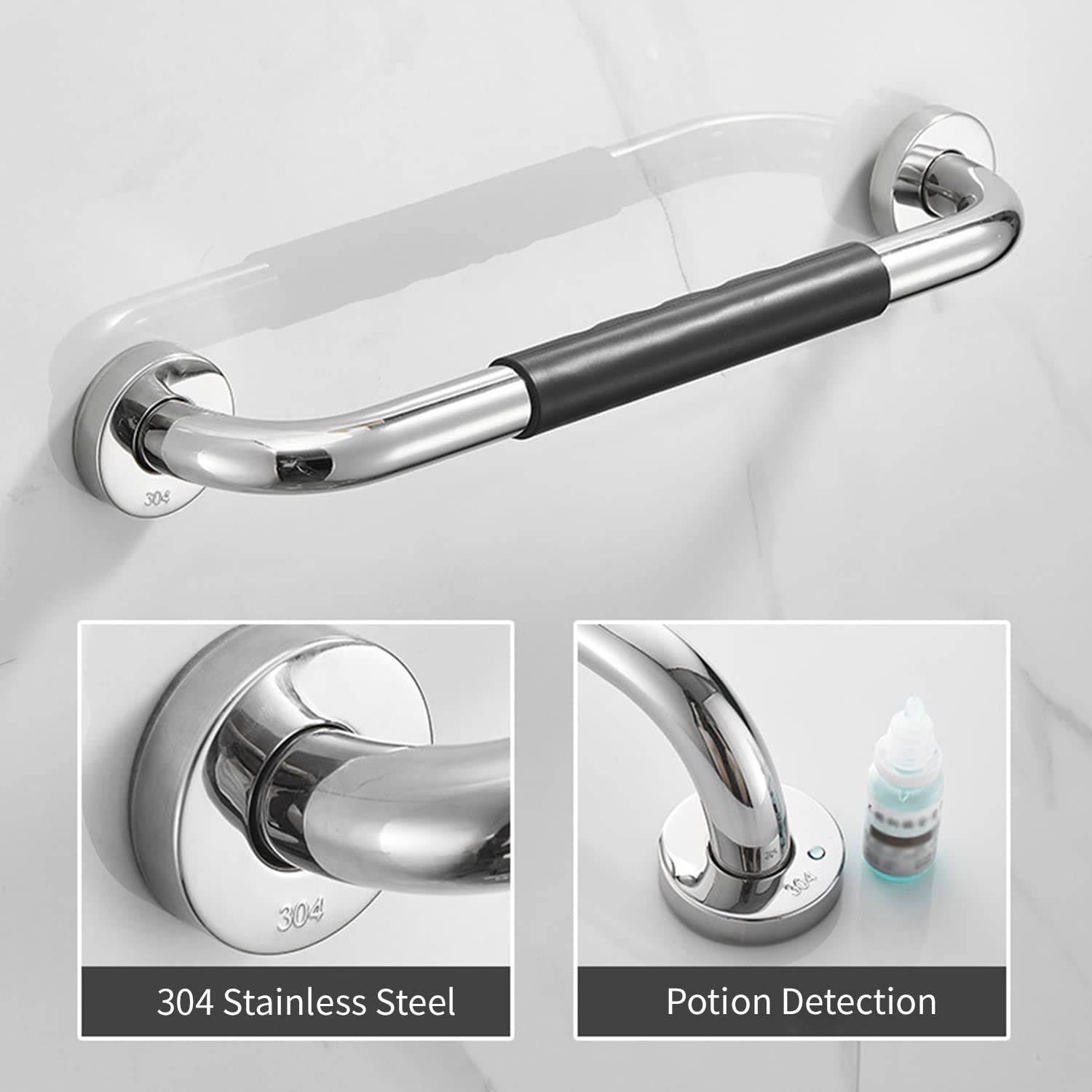 Balustrade antidérapante en acier inoxydable 33/43 cm pour salle de bain, WC, douche, baignoire, main courante de sécurité (43 cm)