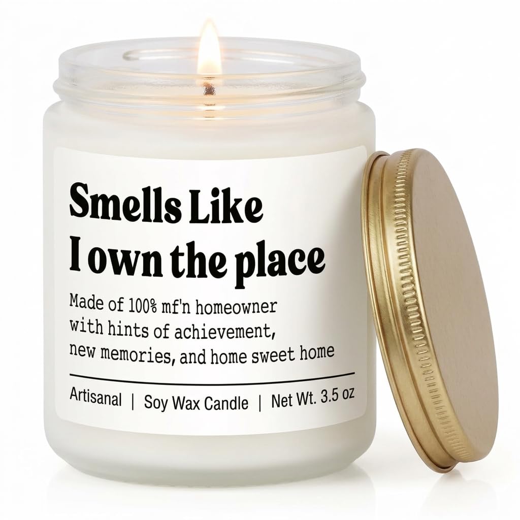 New Home Gifts, Smells Like I Own The Place Candle, House Warming Gifts for Women & Men, Funny New Home Candle for First Home, Moving in Gift for New Homeowner Apartment Essentials