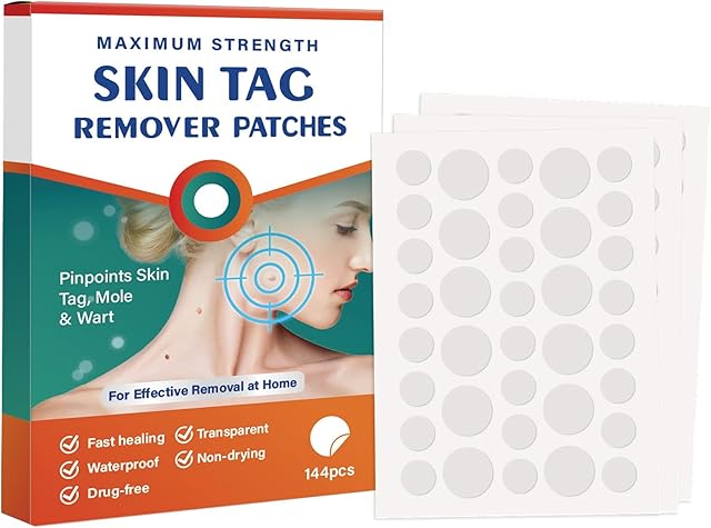 Skin Tag Removal, 144 PCS Wart Remover Skin Tag Remover Patches, Hydrocolloid Acne Pimple Patches for Fast Healing