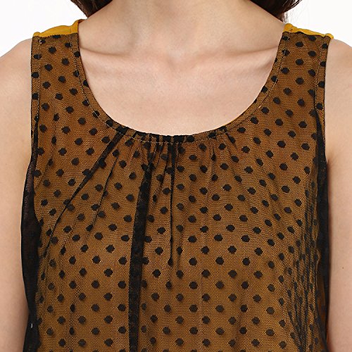 Image of mayra Women's Crepe Yellow Color Sleeveless Top