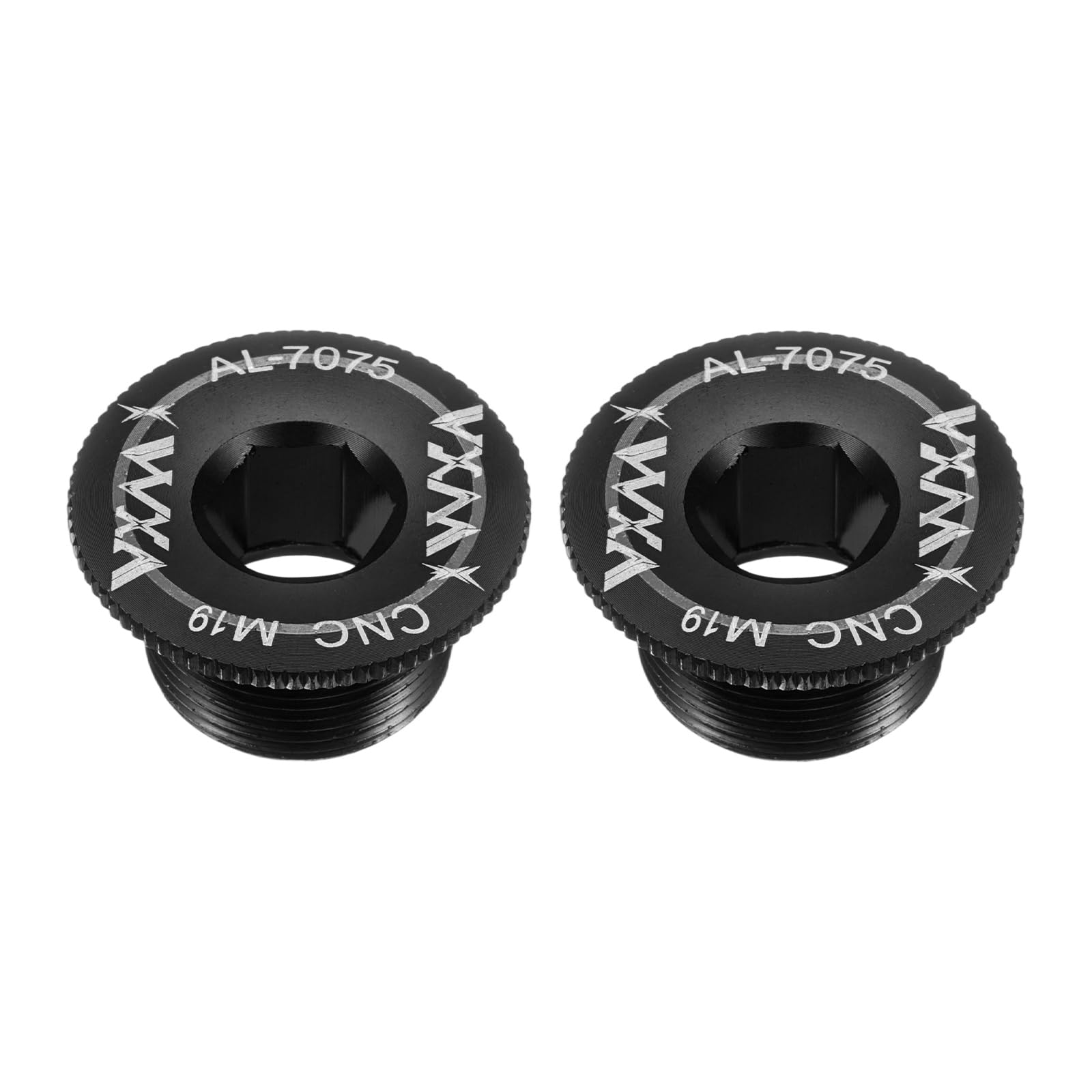 sourcing map 2pcs Crank Cover Screw M19 Aluminum Alloy Bicycle Crank Fixing Bolt Crankset Arm Chainwheel Screws for Mountain Road Bike, Black