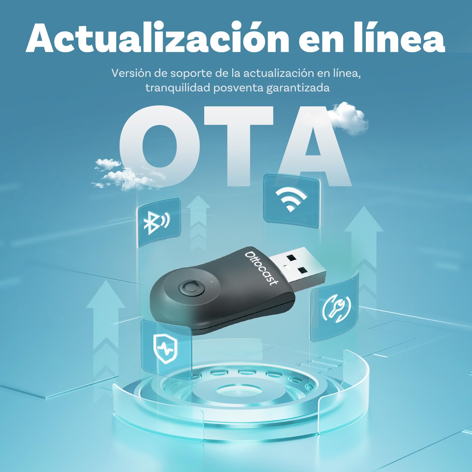 OTTOCAST Mini 2025, Adaptador Carplay Inalámbrico para iPhone, Adaptador Android Auto Plug & Play Convierte el Dongle Carplay con Cable a Inalámbrico Compatible con Autos con CarPlay con Cable y AA