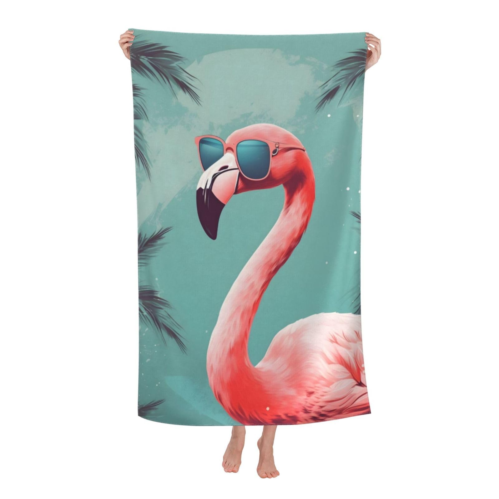 LSRCPD Beach Towels Welcome Flamingos Sports Yoga Swimming Camping For Adults Women 80X130Cm