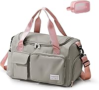 Vista 441 de Pequeña bolsa de gimnasio para mujer, bolsa de viaje con compartimento para zapatos
