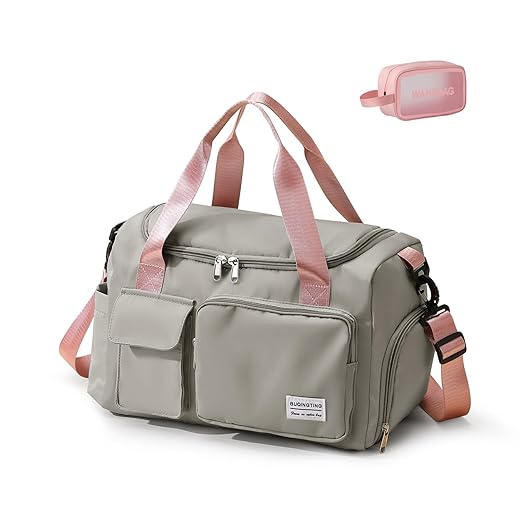 Small Gym Bag for Women, Travel Duffle Bag Carry On Weekender Bag with Shoe Compartment