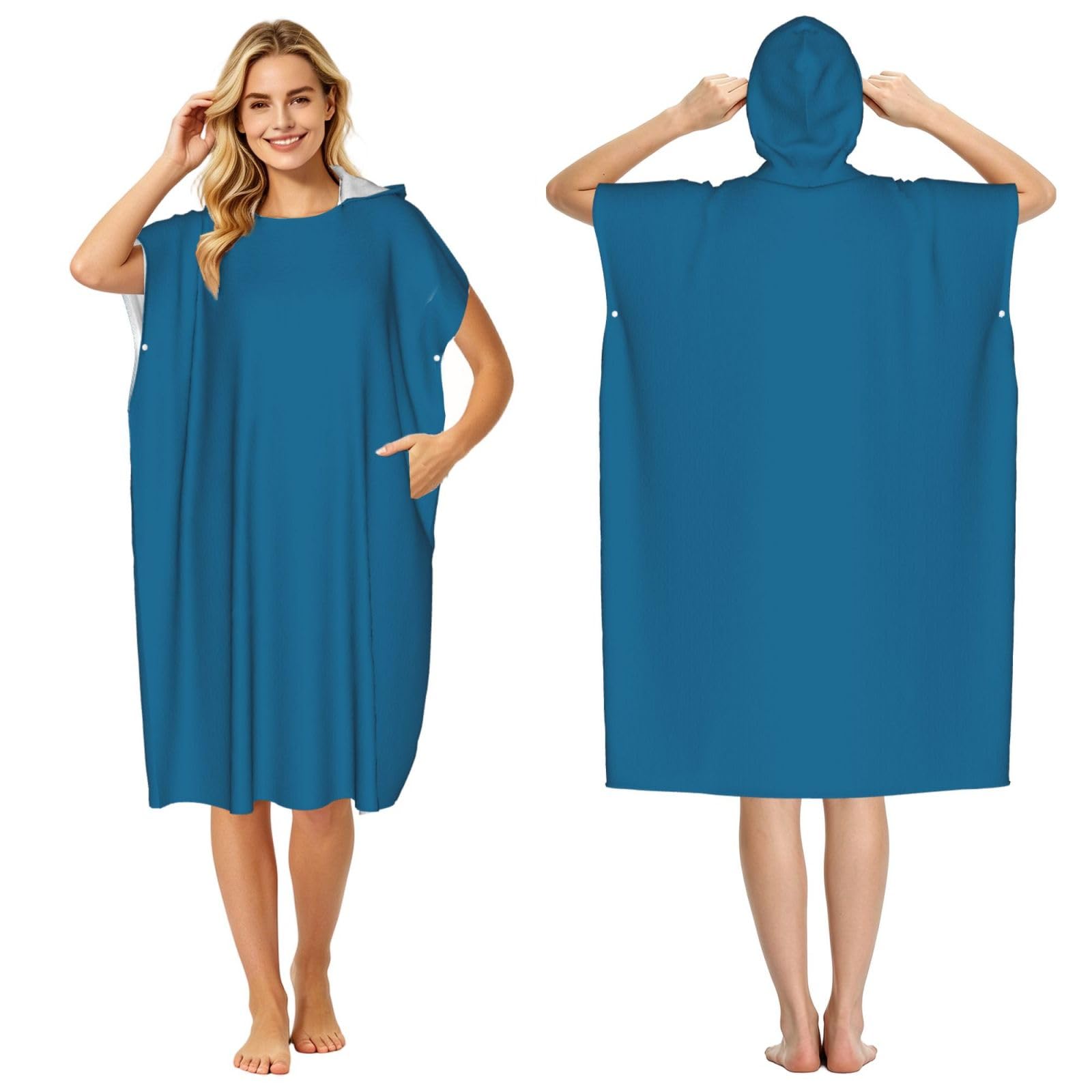 DTHKJNLSF Sea Blue Adult Hooded Beach Poncho Towel