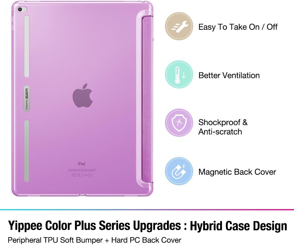 iPad Pro 12.9 inch Case, ESR Soft TPU Bumper Edge Slim Fit Smart Case Cover with Auto Sleep/Wake for iPad Pro/iPad 7th Generation 12.9 inches (2015 Edition)_Bright Lilac