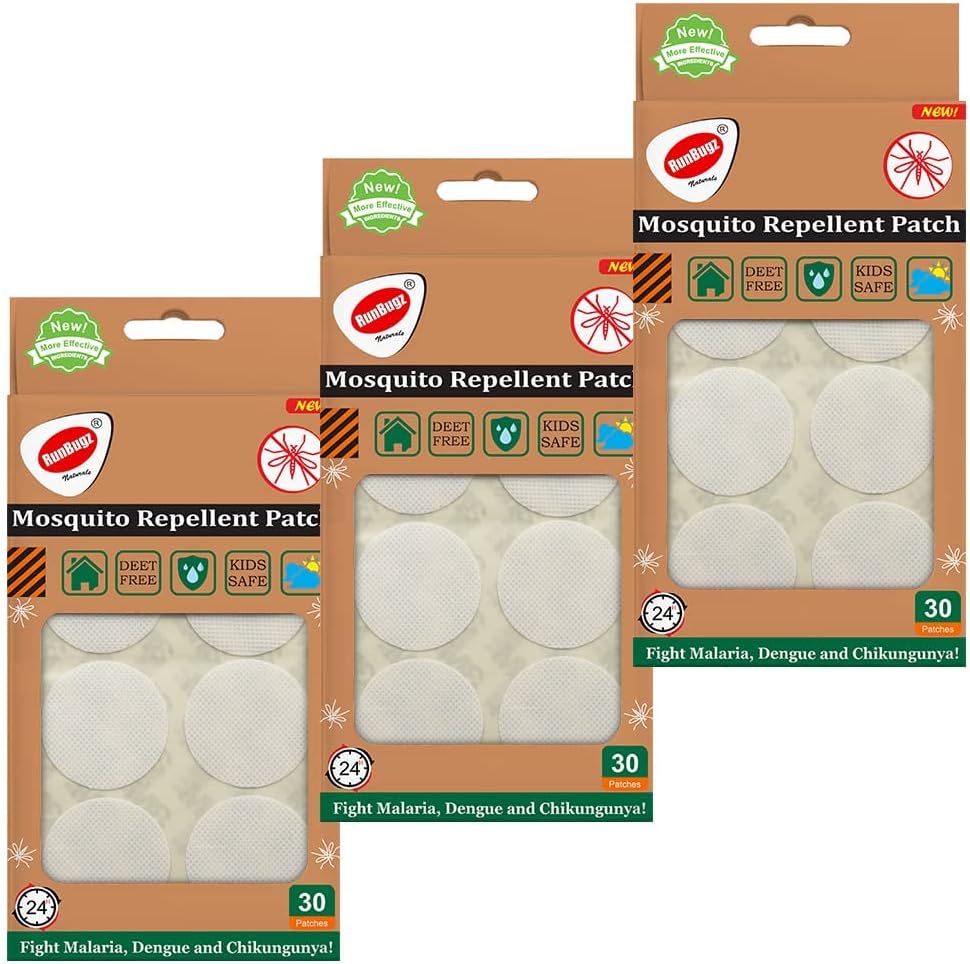 100% Natural Mosquito Repellent Patches For Babies - 30 Patches -White Pack of 3 - |24-Hour Protection| DEET-Free, Citronella & Lemongrass Oil| Protects from Dengue, Chikungunya & Malaria