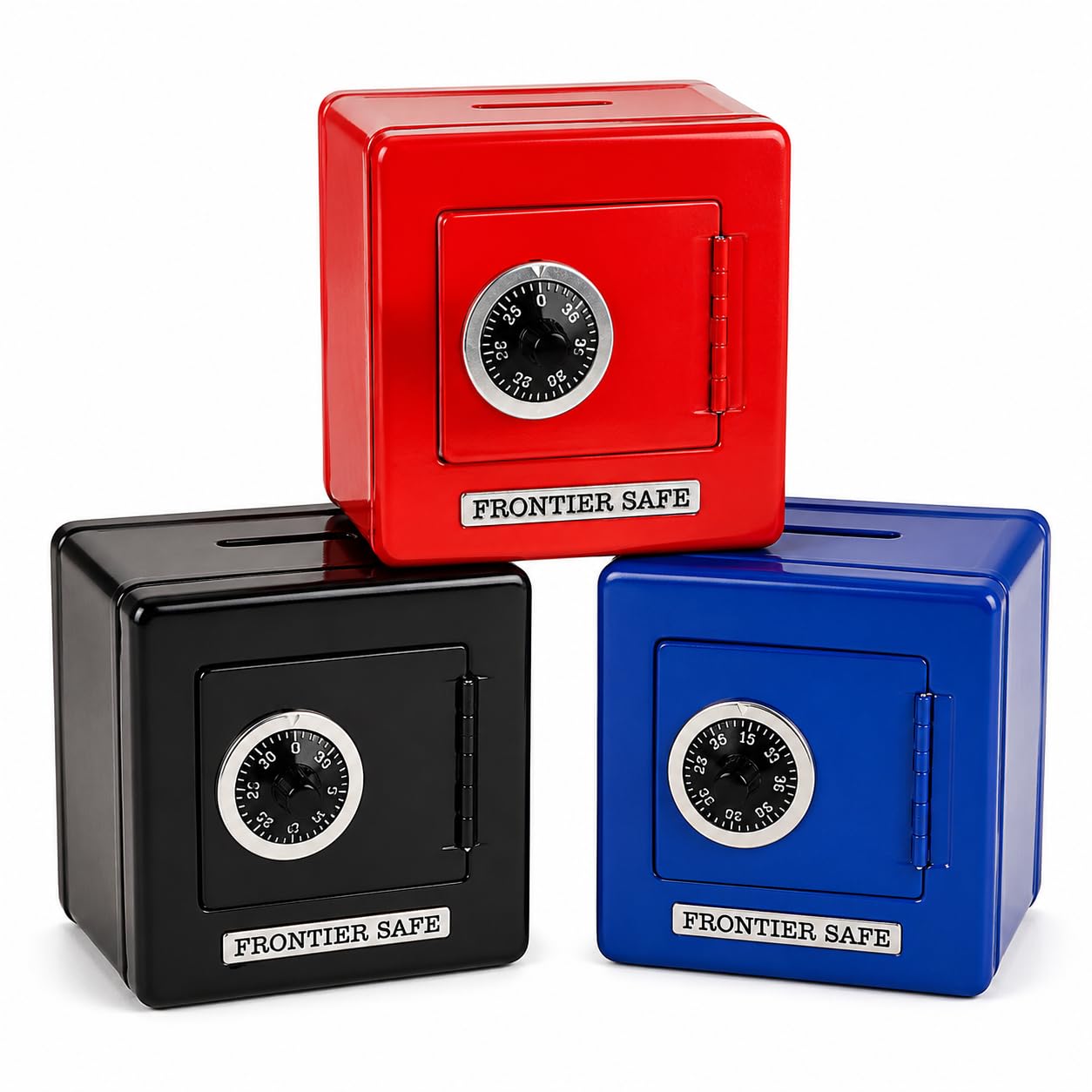 The Dreidel Company Caja fuerte de metal con cerradura de combinación, hucha de frontera segura para niños, forma divertida y segura de