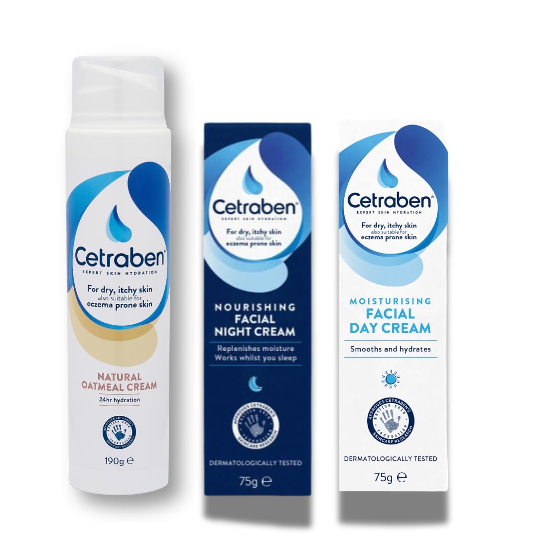 Cetraben Moisturising Facial Day Cream (1 x 75g) & Ointment (1 x 120g), For Dry Sensitive and Eczema Prone Skin, Dermatological Creams, Soothes Itching & Cools Skin, Prevents Flare-Ups (Pack of 2)