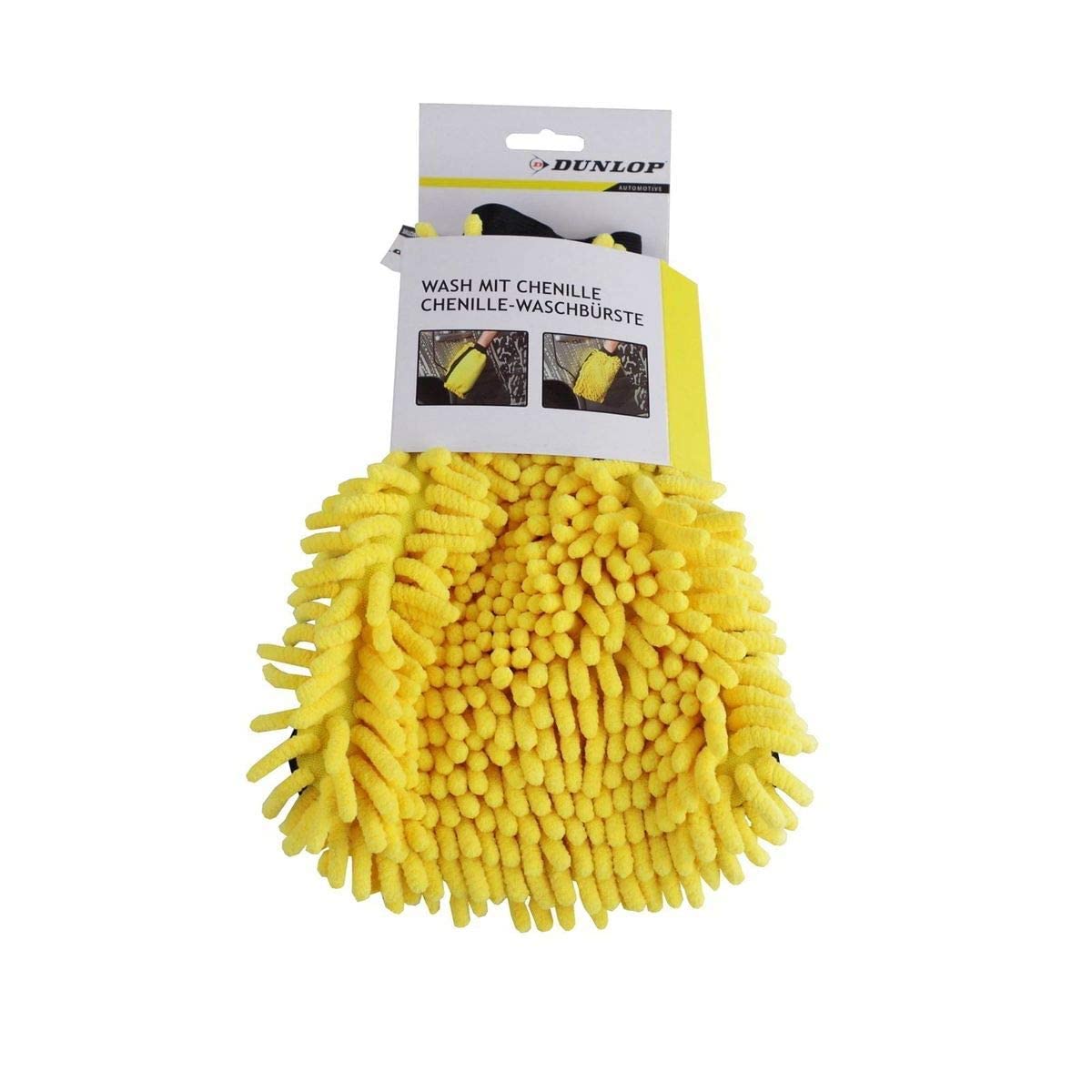 Dunlop Rękawica Do Mycia Polerowania Czyszczenia Samochodu Dwustronna Mikrofibra 25 x 20 cm Żółta Czarna