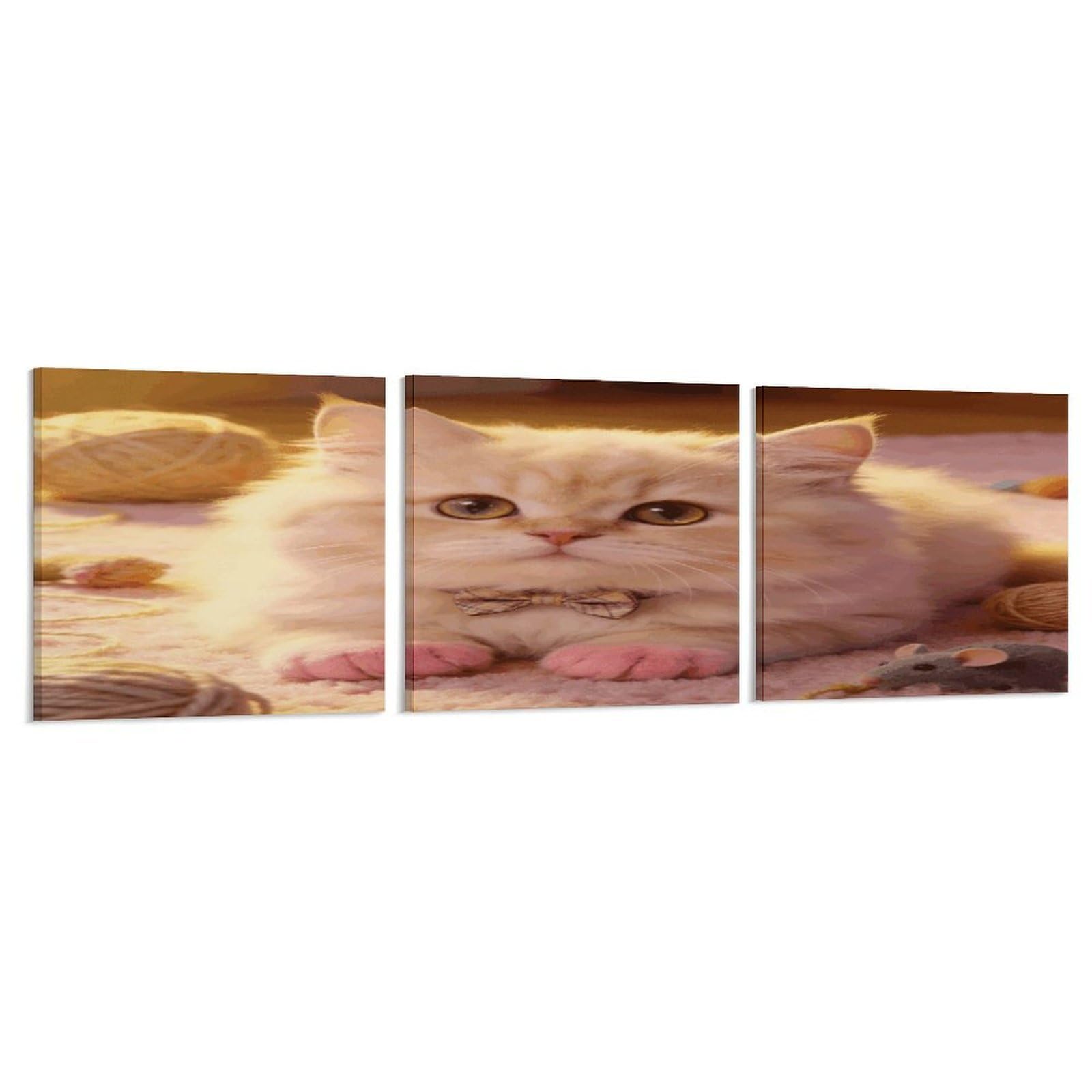 Khauerbc Style Set Of 3 Fluffy Paws Sweetheart Wall Art，Paintings Artwork For Living Room, Hallway, Bedroom, Office Wall Decor For Living Room, Hallway, Bedroom, Office Paintings Artwork 8X8 Inch