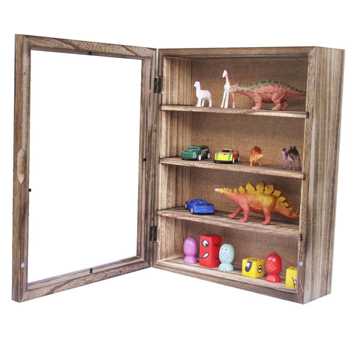 LITAITAI 11x14 Large Shadow Box Frame with Shelves, Deep Memory Box Display Cabinet with 3 Movable Shelves,Used for Collecting Medals,Coins,Pictures,Flowers,Weddings,Baby Military (Carbon)