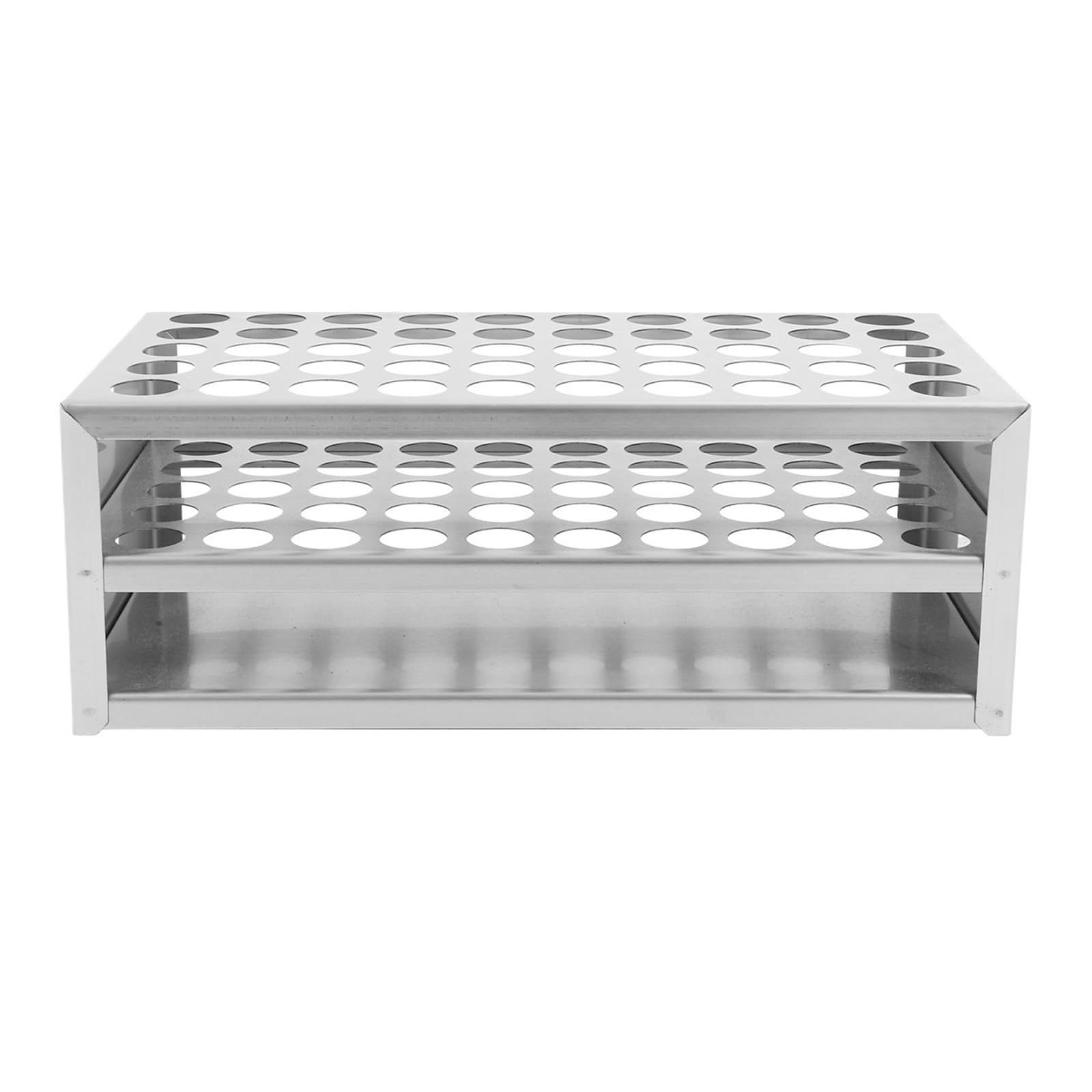 Clear Test Tube Rack for Laboratory, Silver Stainless Steel Test Tube Rack Double Storage Laboratory Sampling Tubes Holder