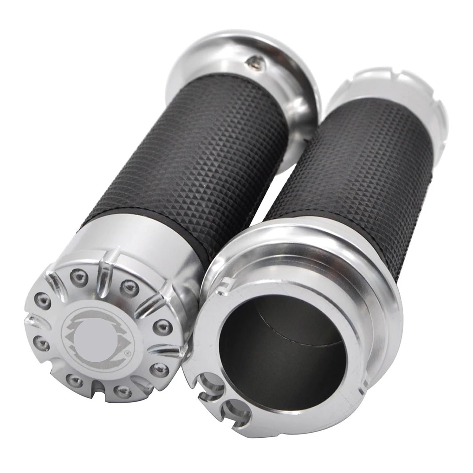 Empuñaduras Manillar Manillar De Goma Antideslizante para Motocicleta, Empuñaduras Cruzadas, Empuñadura De Barra para Softail para Dyna Turismo, Empuñaduras De Manillar(Silver Grips)