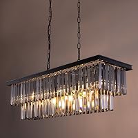 Wellmet Modern Kristály Csillár - 9 Izzós Füstszürke Üveg Függőlámpa, 89 cm Téglalap Alakú Mennyezeti Lámpa Nappaliba, Étkezőbe 7