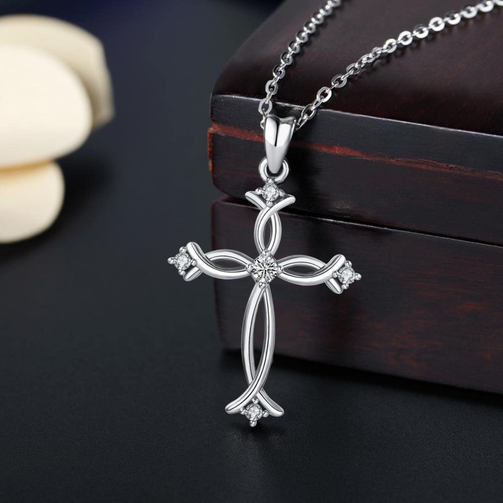 Amazon.com: BIOLIVING 925 Sterling Silver Cross Pendant Necklace