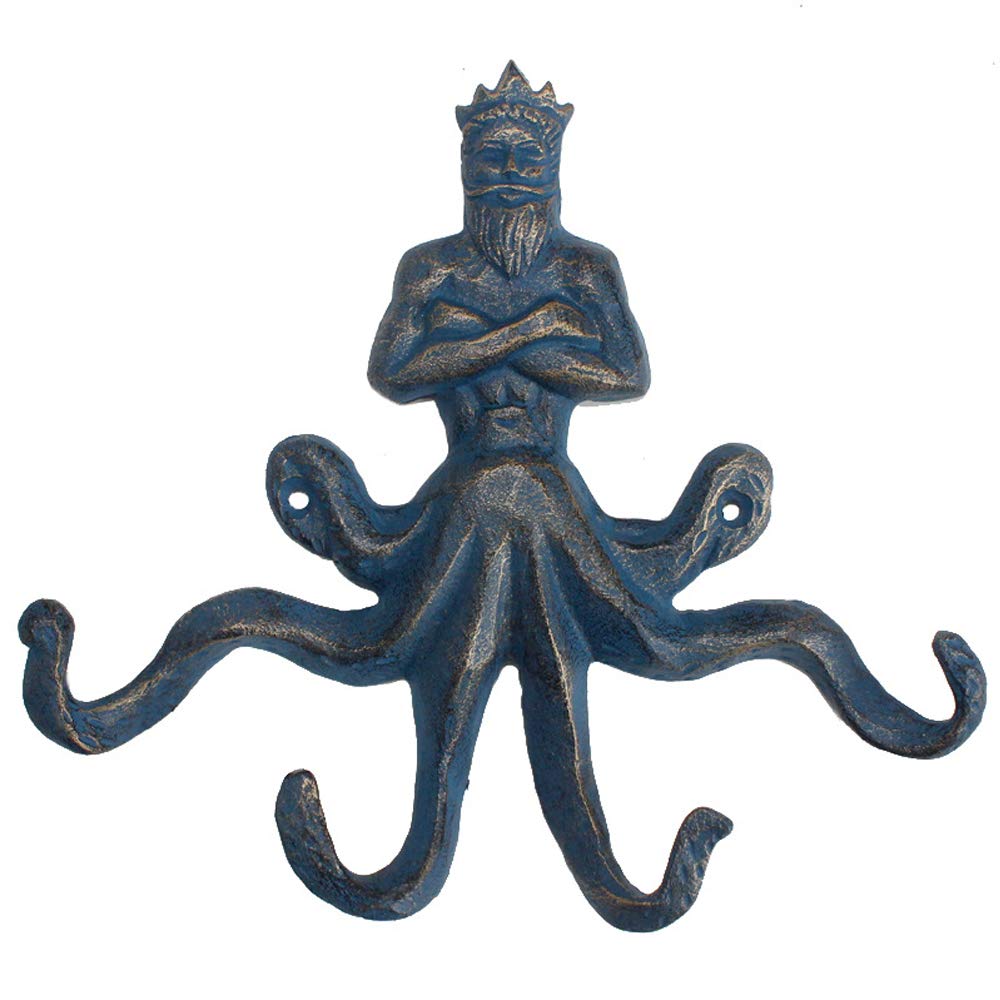 WINTENT Anti Brushed Cast Iron Hanger with 4 Hooks for Hanging Coat Keys Wall Mount (Octopus-2)
