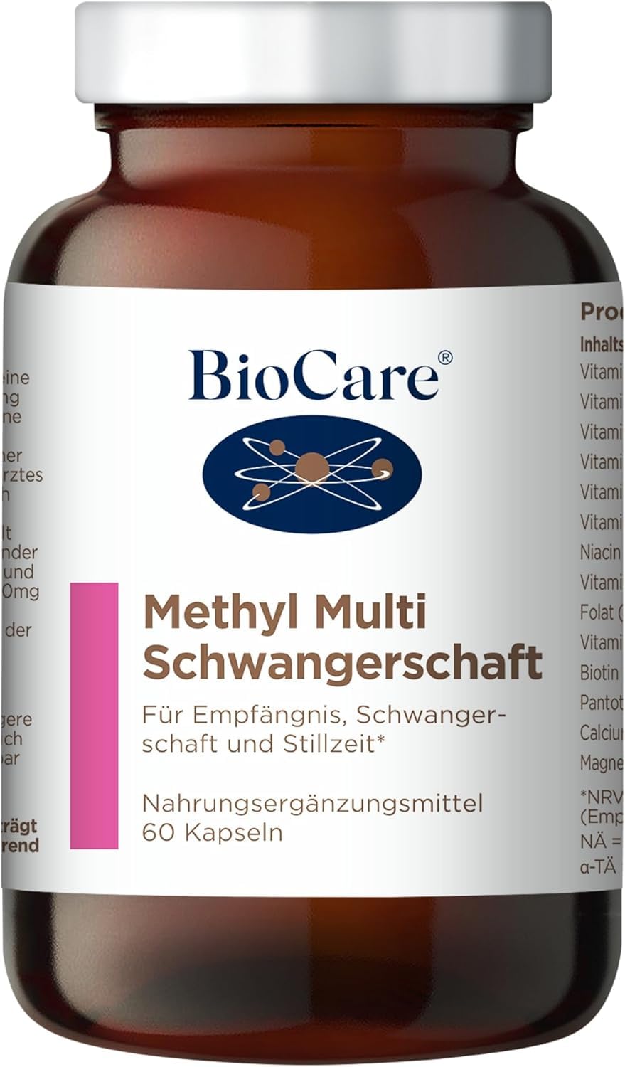 BioCare Methyl Pregnancy Multinutrient - Mit Folsäure, Zink und Vitamin B12 - Für Empfängnis, Schwangerschaft & Stillzeit - 60 Kapseln