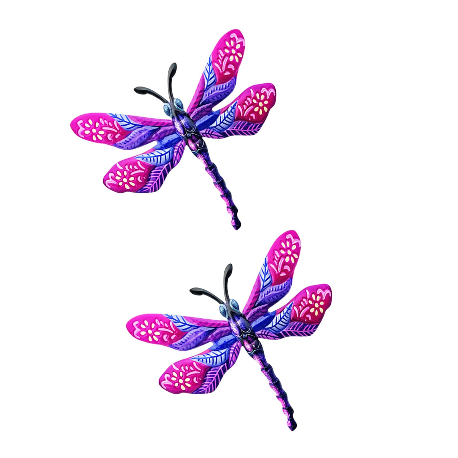 Hredyqw Pack of 2 Elegant Metal Dragonflies Wall Decoration for Garden Patios Yard Indoor Outdoor Hanging Ornament
