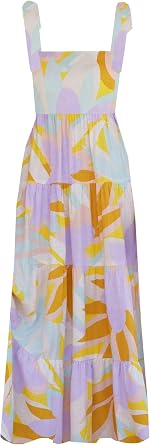 Gothden Summer Boho Midi Dress for Womens Square Neck Ruffle Tiered Flowy Smocked Sundress