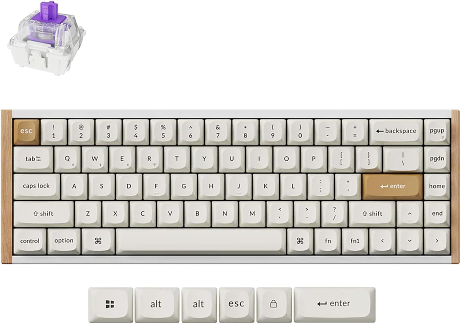 Keychron K6 HE Magnetic Keyboard, 65% Wireless Gaming Keyboard, 1000Hz 2.4GHz & Bluetooth, Adjustable Actuation & Rapid Trigger, Double-Shot PBT, Aluminum/Wood Frame, for Mac Windows