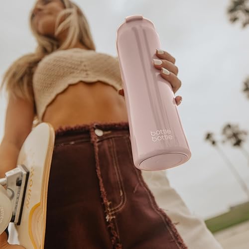 Miniatura 8 de BOTTLE BOTTLE Botella de agua aislada para café con tapa de doble uso y pajita, taza de café de viaje de doble pared para mujer y hombre, vaso de