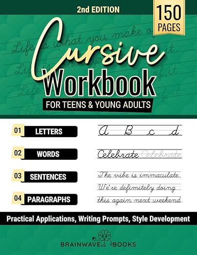 Amazon.com: Cursive Workbook for Teens & Young Adults: Learn Cursive ...