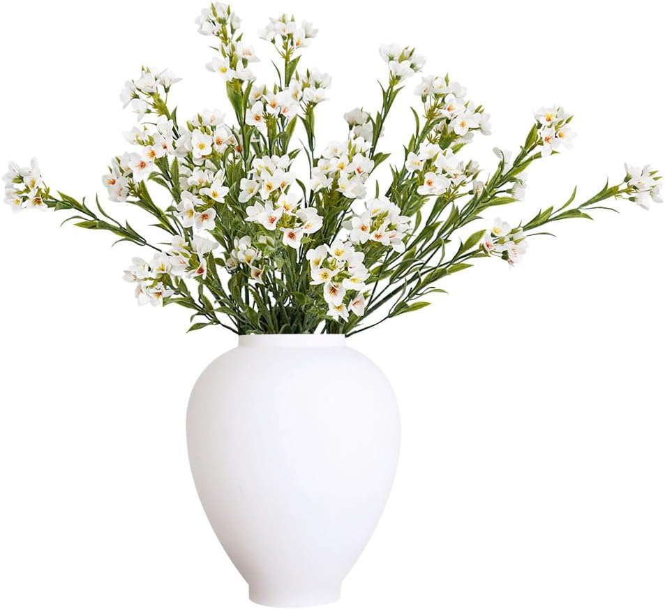 Melorca&Guilla Artificial Flowers for Decoration, 6Pcs 32inch White Wintersweet Fake Flowers,Faux Flowers for Vase,Faux Floral Stems for Wedding Party Kitchen Home Decorations (6, Spring Flowers)