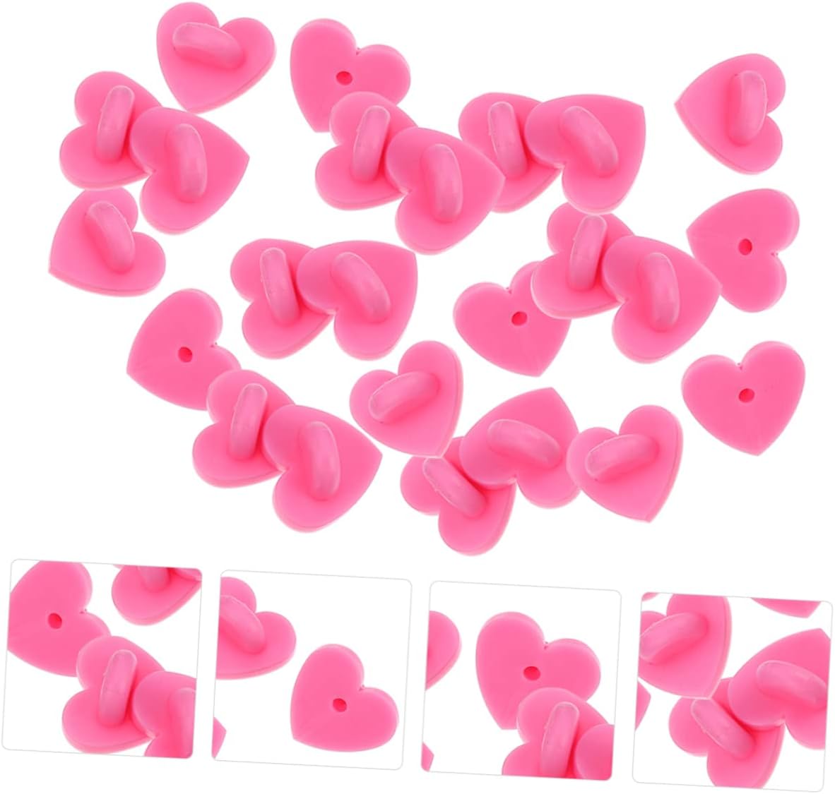 200pcs Heart Lapel Pins Heart Shape Rubber Pin Backs for DIY Jewelry Making
